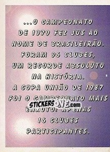 Cromo Campeonato maior e menor número de participantes na história (puzzle 1) - Campeonato Brasileiro 1997 - Panini