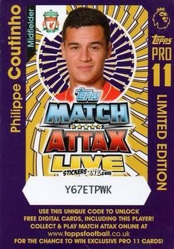 Cromo Philippe Coutinho - English Premier League 2016-2017. Match Attax Extra n. P34 - Topps