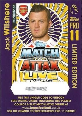 Sticker Jack Wilshere - English Premier League 2016-2017. Match Attax Extra n. P40 - Topps