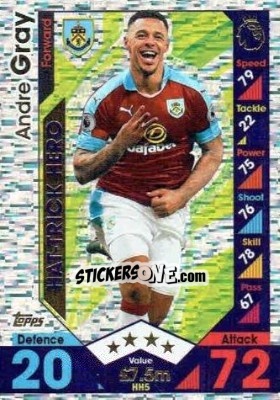 Cromo Andre Gray - English Premier League 2016-2017. Match Attax Extra - Topps
