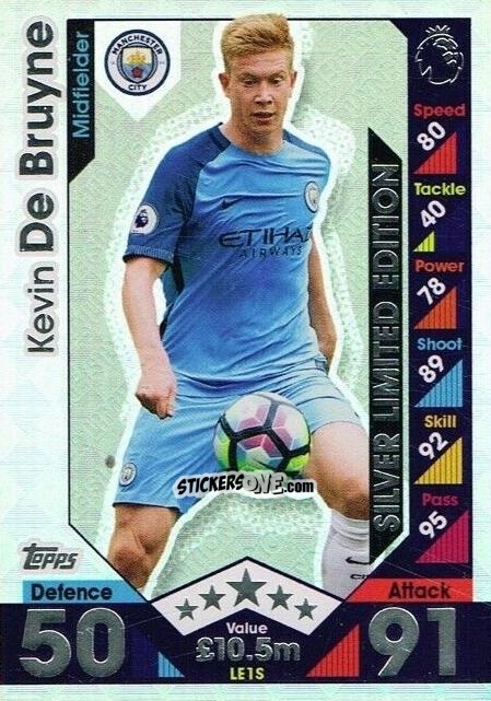 Figurina Kevin De Bruyne - English Premier League 2016-2017. Match Attax Extra n. LE1S - Topps