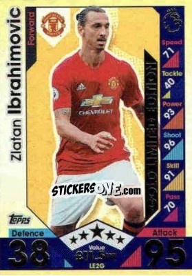 Sticker Zlatan Ibrahimovic - English Premier League 2016-2017. Match Attax Extra n. LE2G - Topps