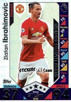 Sticker Zlatan Ibrahimovic - English Premier League 2016-2017. Match Attax Extra n. LE2S - Topps