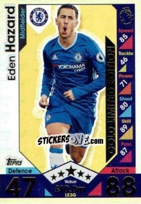 Sticker Eden Hazard - English Premier League 2016-2017. Match Attax Extra n. LE3G - Topps