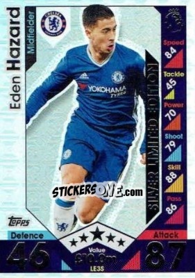 Sticker Eden Hazard - English Premier League 2016-2017. Match Attax Extra n. LE3S - Topps