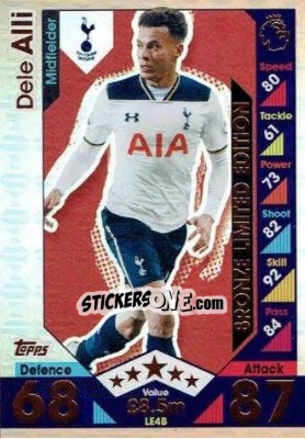 Sticker Dele Alli - English Premier League 2016-2017. Match Attax Extra n. LE4B - Topps