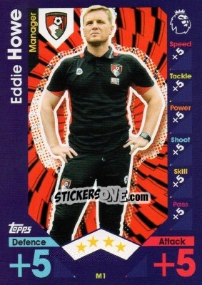 Sticker Eddie Howe - English Premier League 2016-2017. Match Attax Extra - Topps