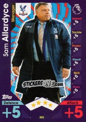 Figurina Sam Allardyce - English Premier League 2016-2017. Match Attax Extra - Topps