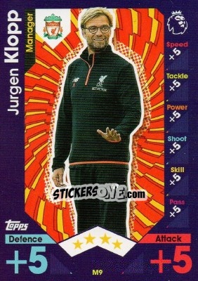 Sticker Jürgen Klopp - English Premier League 2016-2017. Match Attax Extra - Topps