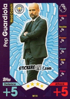 Sticker Pep Guardiola - English Premier League 2016-2017. Match Attax Extra - Topps