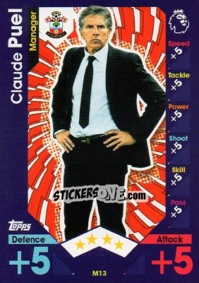 Sticker Claude Puel - English Premier League 2016-2017. Match Attax Extra - Topps