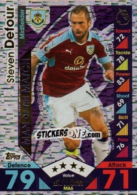 Sticker Steven Defour - English Premier League 2016-2017. Match Attax Extra n. MA6 - Topps