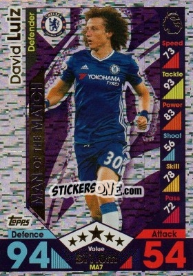 Sticker David Luiz - English Premier League 2016-2017. Match Attax Extra n. MA7 - Topps