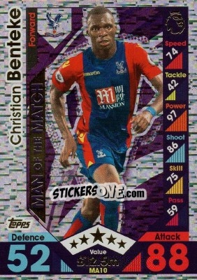 Sticker Christian Benteke - English Premier League 2016-2017. Match Attax Extra n. MA10 - Topps