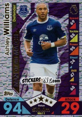 Cromo Ashley Williams - English Premier League 2016-2017. Match Attax Extra - Topps