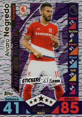 Sticker Alvaro Negredo - English Premier League 2016-2017. Match Attax Extra n. MA24 - Topps