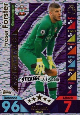 Sticker Fraser Forster - English Premier League 2016-2017. Match Attax Extra - Topps