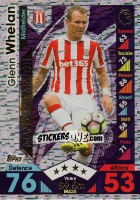 Cromo Glenn Whelan - English Premier League 2016-2017. Match Attax Extra - Topps