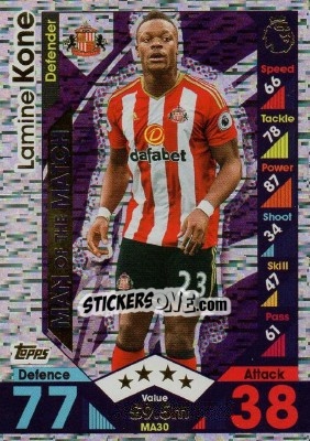 Sticker Lamine Kone - English Premier League 2016-2017. Match Attax Extra - Topps