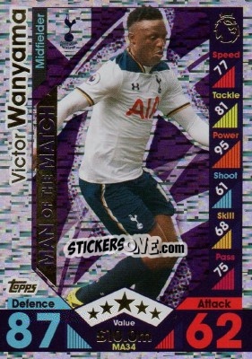 Cromo Victor Wanyama - English Premier League 2016-2017. Match Attax Extra - Topps