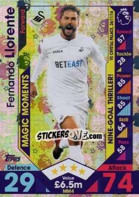 Figurina Fernando Llorente - English Premier League 2016-2017. Match Attax Extra - Topps