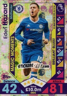 Sticker Eden Hazard - English Premier League 2016-2017. Match Attax Extra - Topps