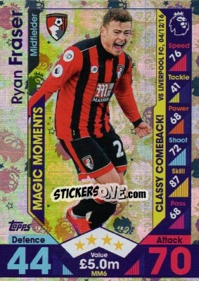 Sticker Ryan Fraser - English Premier League 2016-2017. Match Attax Extra - Topps