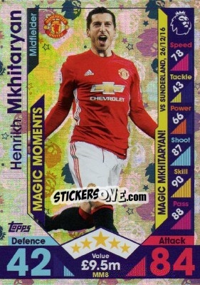Sticker Henrikh Mkhitaryan - English Premier League 2016-2017. Match Attax Extra - Topps
