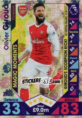 Sticker Olivier Giroud - English Premier League 2016-2017. Match Attax Extra n. MM9 - Topps