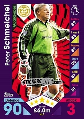 Sticker Peter Schmeichel - English Premier League 2016-2017. Match Attax Extra - Topps