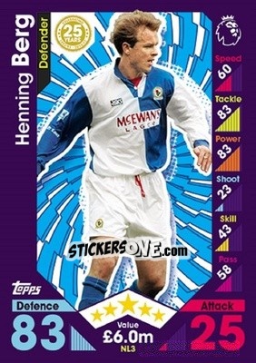 Figurina Henning Berg - English Premier League 2016-2017. Match Attax Extra - Topps