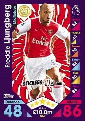 Sticker Freddie Ljungberg - English Premier League 2016-2017. Match Attax Extra - Topps