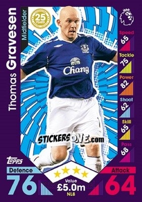 Figurina Thomas Gravesen - English Premier League 2016-2017. Match Attax Extra - Topps