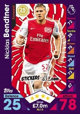 Sticker Nicklas Bendtner - English Premier League 2016-2017. Match Attax Extra - Topps
