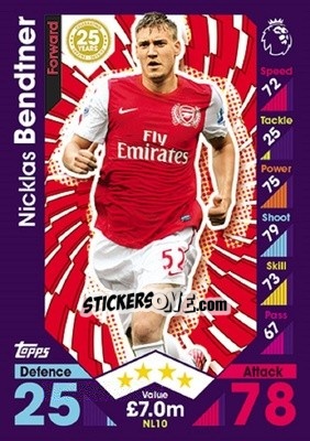 Sticker Nicklas Bendtner - English Premier League 2016-2017. Match Attax Extra n. NL10 - Topps