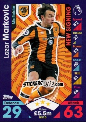 Sticker Lazar Markovic - English Premier League 2016-2017. Match Attax Extra - Topps