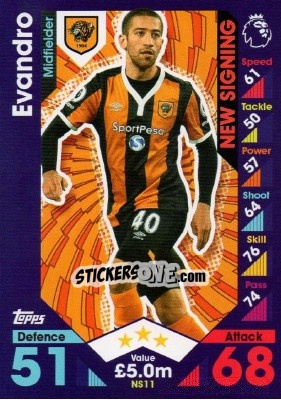 Sticker Evandro - English Premier League 2016-2017. Match Attax Extra - Topps