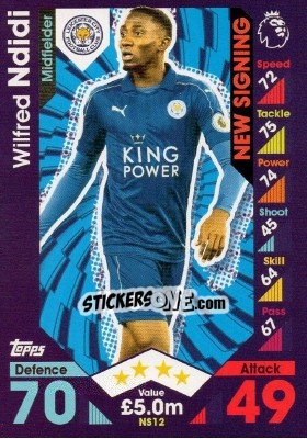 Sticker Wilfred Ndidi - English Premier League 2016-2017. Match Attax Extra n. NS12 - Topps