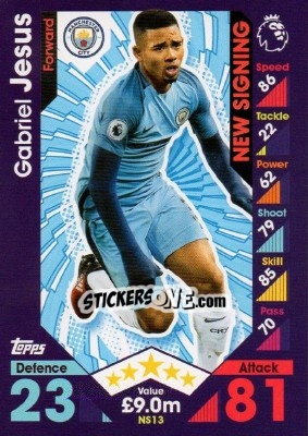Sticker Gabriel Jesus - English Premier League 2016-2017. Match Attax Extra n. NS13 - Topps