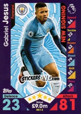 Cromo Gabriel Jesus - English Premier League 2016-2017. Match Attax Extra - Topps