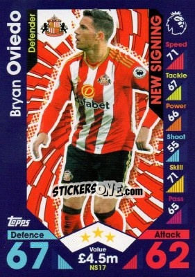 Sticker Bryan Oviedo - English Premier League 2016-2017. Match Attax Extra n. NS17 - Topps
