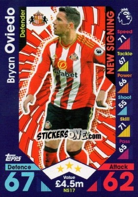 Cromo Bryan Oviedo - English Premier League 2016-2017. Match Attax Extra - Topps