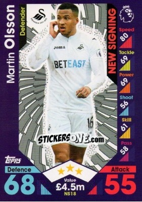 Sticker Martin Olsson - English Premier League 2016-2017. Match Attax Extra n. NS18 - Topps