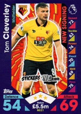 Figurina Tom Cleverley - English Premier League 2016-2017. Match Attax Extra - Topps
