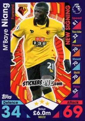 Sticker M'Baye Niang - English Premier League 2016-2017. Match Attax Extra n. NS22 - Topps