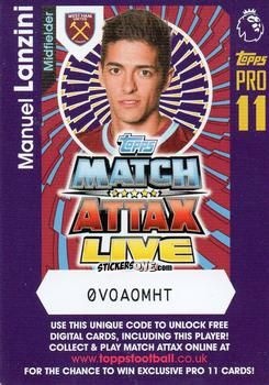 Figurina Manuel Lanzini - English Premier League 2016-2017. Match Attax Extra n. P31 - Topps