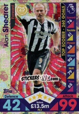 Sticker Alan Shearer - English Premier League 2016-2017. Match Attax Extra n. PL1 - Topps