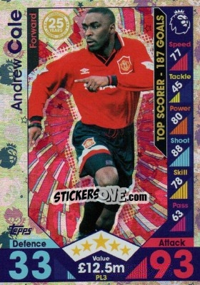 Sticker Andrew Cole - English Premier League 2016-2017. Match Attax Extra - Topps
