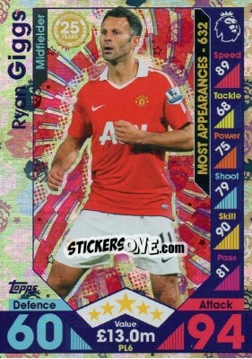 Figurina Ryan Giggs - English Premier League 2016-2017. Match Attax Extra - Topps