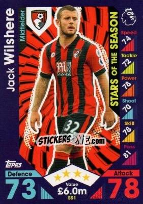 Sticker Jack Wilshere - English Premier League 2016-2017. Match Attax Extra n. SS1 - Topps